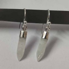 Rainbow moonstone spike silver electroplated earring